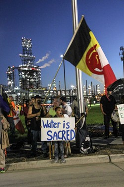 Protesters gather at Marathon oil refinery in support of Standing Rock Sioux tribe