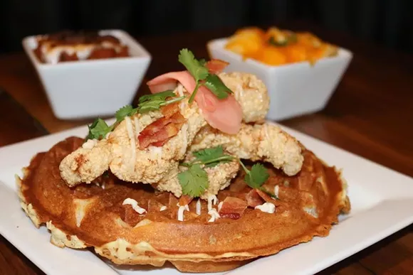 Chicken and waffles, Karaage-style with ginger marinated chicken. - Cafe Muse/Facebook