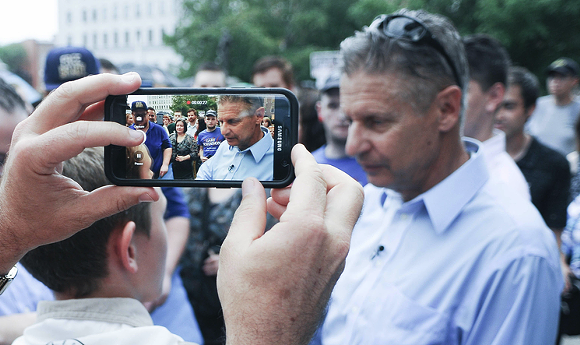 Libertarian presidential nominee Gary Johnson at his first New Hampshire campaign rally this summer. - PHOTO BY ANDREW CLINE COURTESY SHUTTERSTOCK