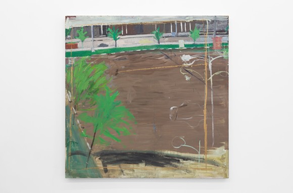 MARY ANN AITKEN, UNTITLED (GRATIOT AND BROADWAY), CIRCA 1985 - 89, OIL ON MASONITE, 48 X 48 INCHES (122 X 122 CM). PHOTO COURTESY OF WHAT PIPELINE.