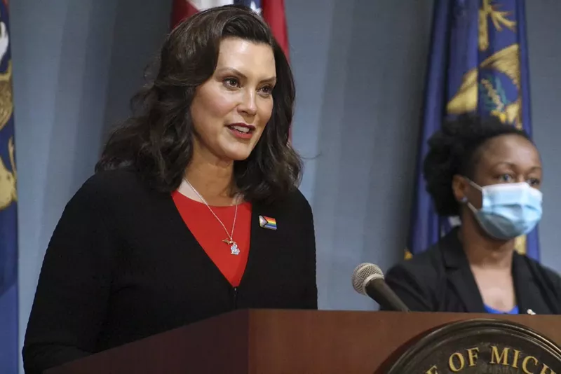 Gov. Gretchen Whitmer at a recent news conference about the coronavirus. - State of Michigan