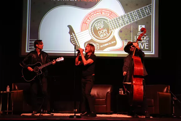 Dean Fertita, left, Iggy Pop, and Don Was play at The Majestic on Sunday. - Photo by Loreen Sarkis/Courtesy of The Recording Academy®/WireImage.com.