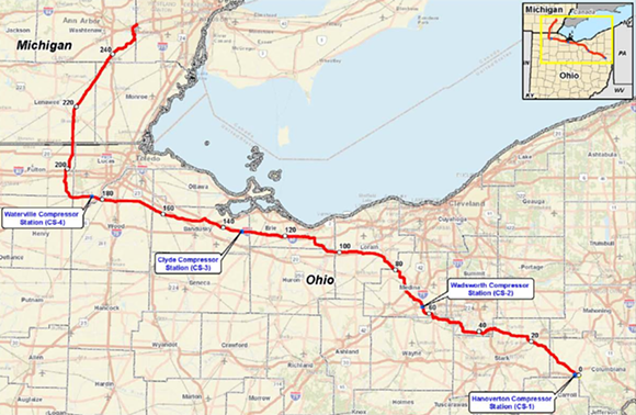 FERC - The NEXUS pipeline route. - FERC