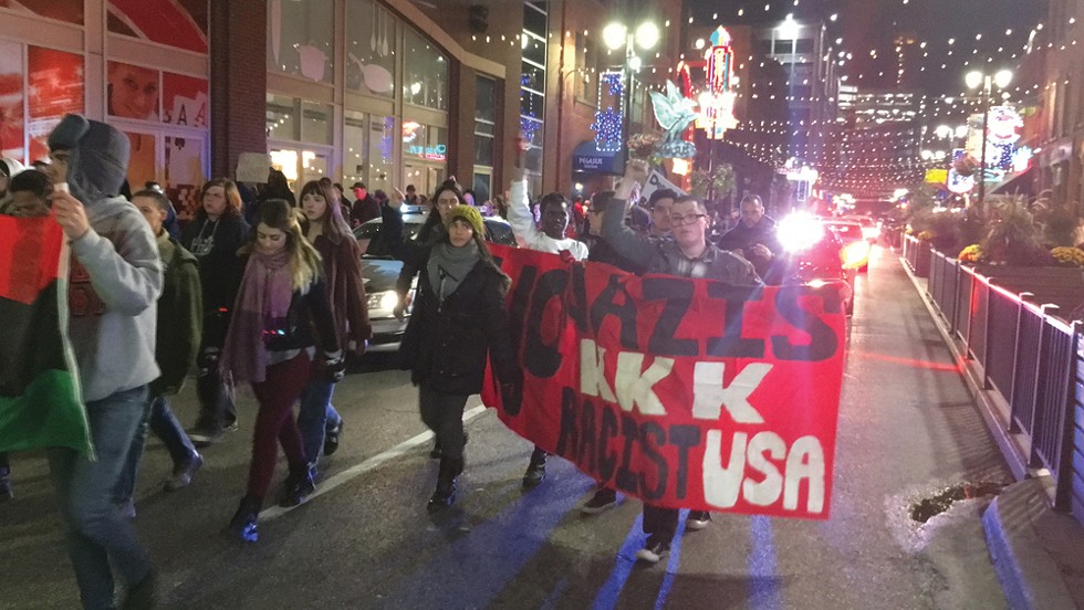 Anti-Trump protest in Detroit. - GABRIEL GOODWIN