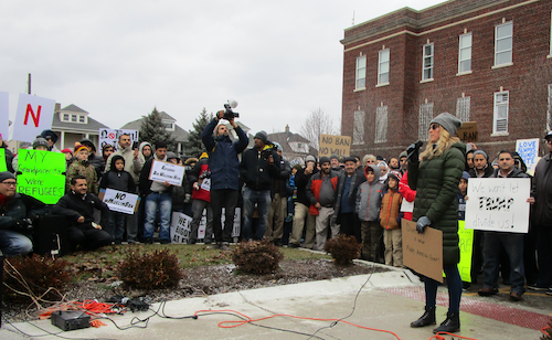 A Wayne State Student addresses the crowd. - Photo by Michael Jackman