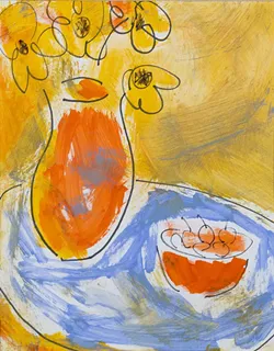 A colorful still life, moving from figuration into abstraction. - Photo by David Rennalis