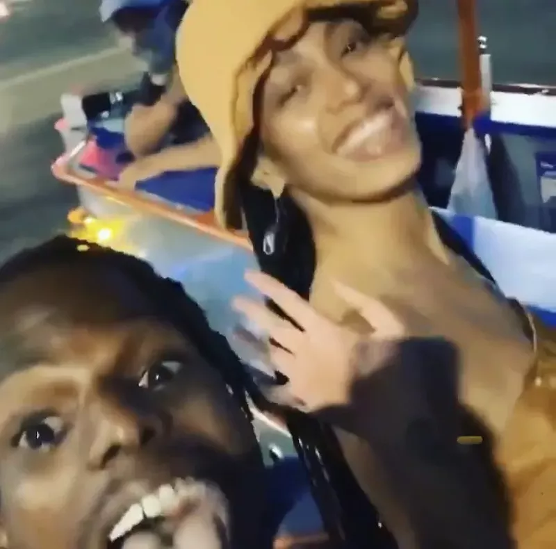 A fan notices Solange cruising on a pedal pub in Detroit. - Screen grab/Instagram