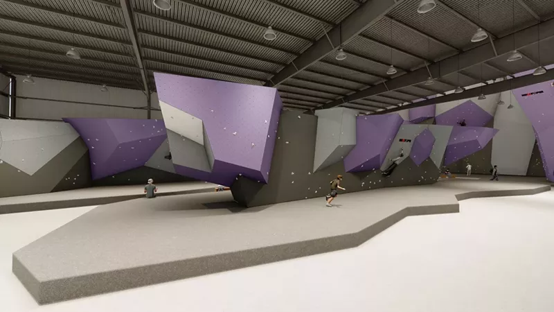 Indoor renderings of DYNO Detroit a new indoor rock climbing gym coming to Detroit's Eastern Market. - Renderings courtesy Dino Ruggeri