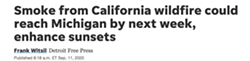 Local outlet excitedly reports California fires could produce stunning Michigan sunsets because what are we even doing (2)
