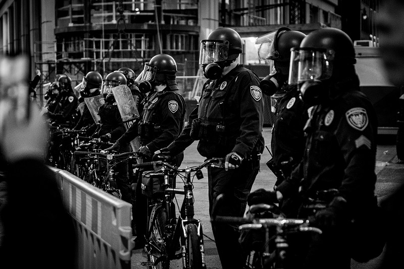Grand Rapids police during the May 30 protest. - Jared Boone, Shutterstock.com