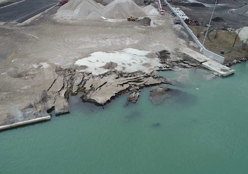 Drone photos of the Revere Dock collapse in southwest Detroit. - Michigan Department of Environment, Great Lakes, and Energy