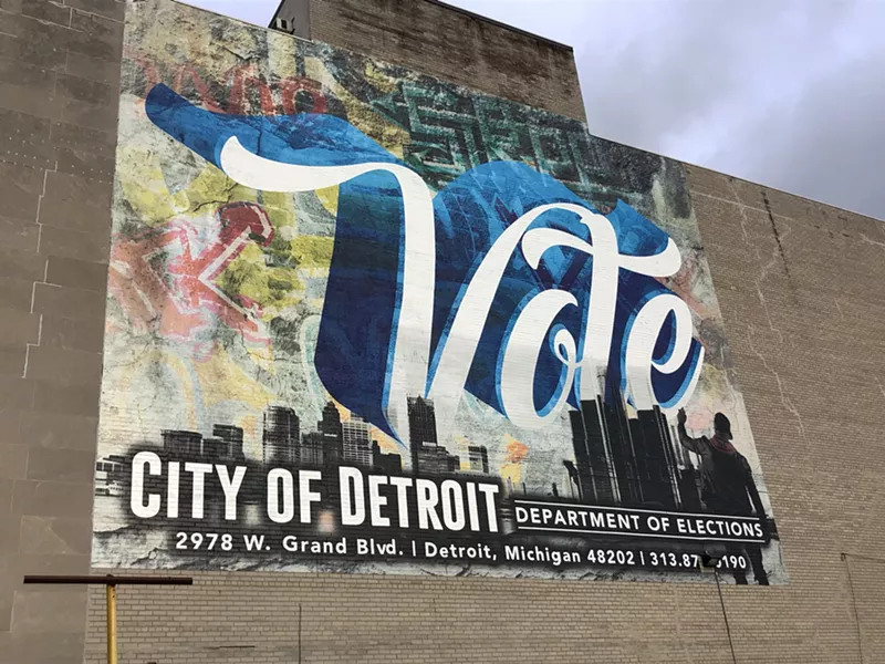 A mural on a voting location in New Center in Detroit. - Steve Neavling