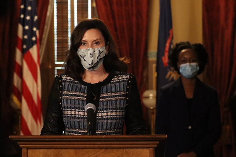 Gov. Gretchen Whitmer at a news conference Thursday. - STATE OF MICHIGAN