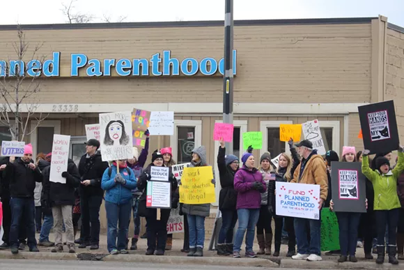 Protestors supporting Planned Parenthood in Ferndale. - Julia Pickett