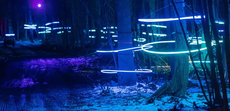 Michigan illuminated forest updates for trippy winter strolls