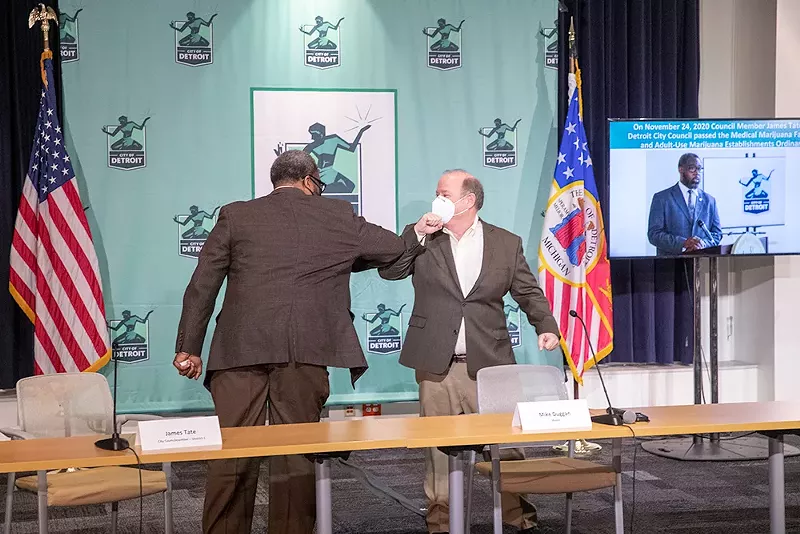 Detroit Councilman James Tate, left, and Mayor Mike Duggan. - City of Detroit, public domain