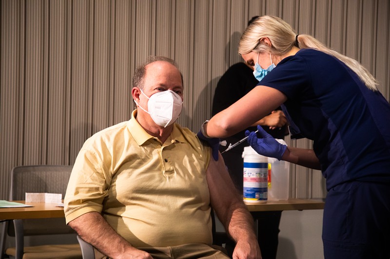 Detroit Mayor Mike Duggan got vaccinated for COVID-19 at a televised news conference as part of a campaign to build trust in the state's Black communities. - City of Detroit