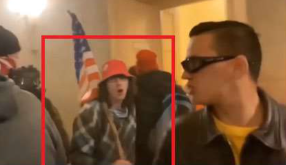 Jeramiah Caplinger inside the U.S. Capitol during the Jan. 6 insurrection. - FBI