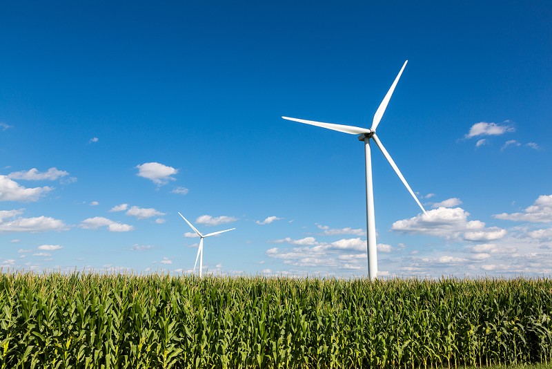 A wind farm in Michigan. - Shutterstock