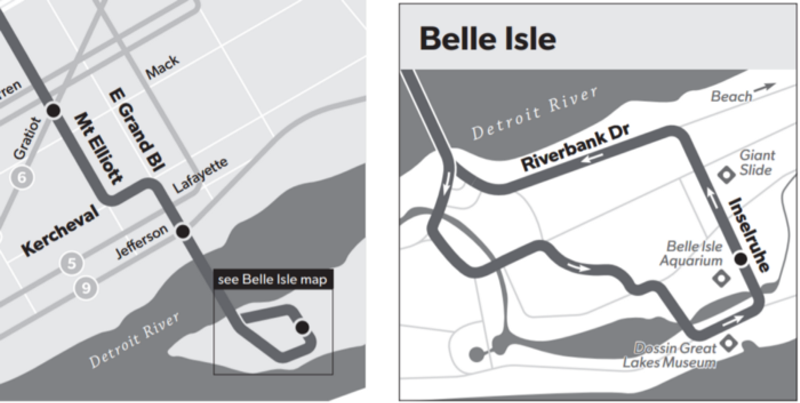 The #12-Conant route on belle Isle. - Image from DDOT route map and timetable