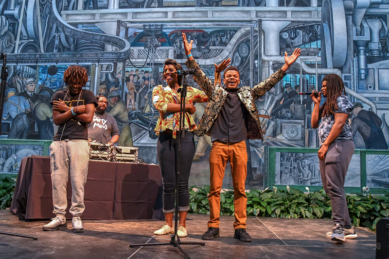 Youth perform at an MC Olympics competition at the Detroit Institute of Arts. The Knight Foundation is accepting applications for the 2021 Knight Arts Challenge. - PHOTO BY DOUG COOMBE, COURTESY OF INSIDEOUT LITERARY ARTS