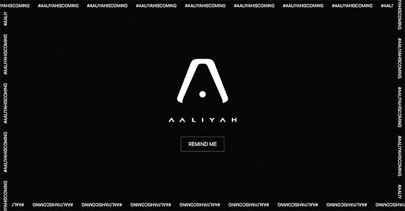 A screenshot of the mysterious website aaliyahiscoming.com. - Screenshot