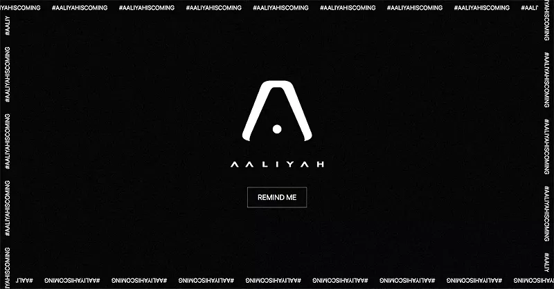 A screenshot of the mysterious website aaliyahiscoming.com. - Screenshot