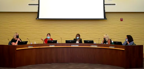 The Birmingham Public Schools Board of Education during a meeting where a Bloomfield Hills man flashed a Nazi salute. - Birmingham Public Schools/YouTube
