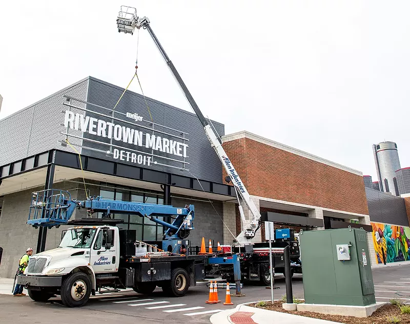 Workers are putting the finishing touches on Detroit's Meijer Rivertown Market. - Courtesy photo