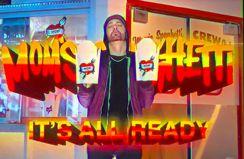 Eminem's new diner Mom's Spaghetti will serve up just that starting Sept. 29. - Screengrab via Mom's Spaghetti TV spot