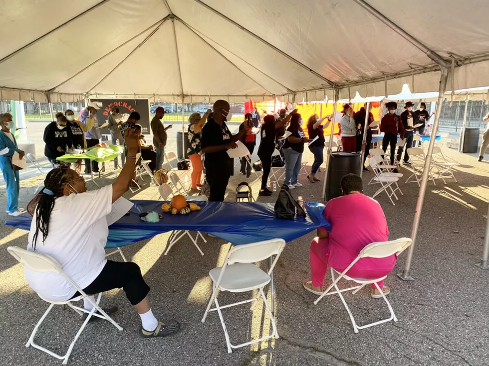 A crowd of roughly 50 people gathered for the Detroit People’s Platform’s “Pro-Democracy Rally for Majority Black Detroit.” - ELI DAY