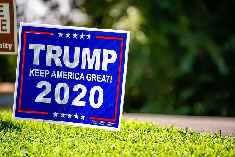 President Donald Trump 2020 election yard sign. - Shutterstock.com