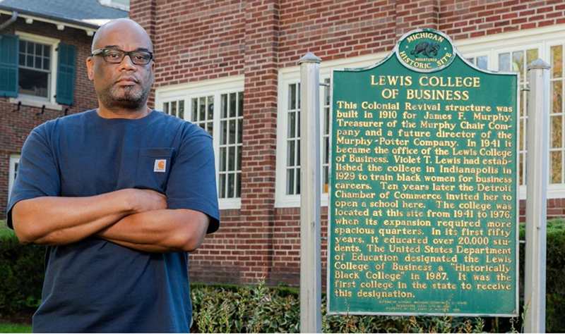 Dr. D’Wayne Edwards in front of the historic Lewis College of Business. - PENSOLE/ Instagram