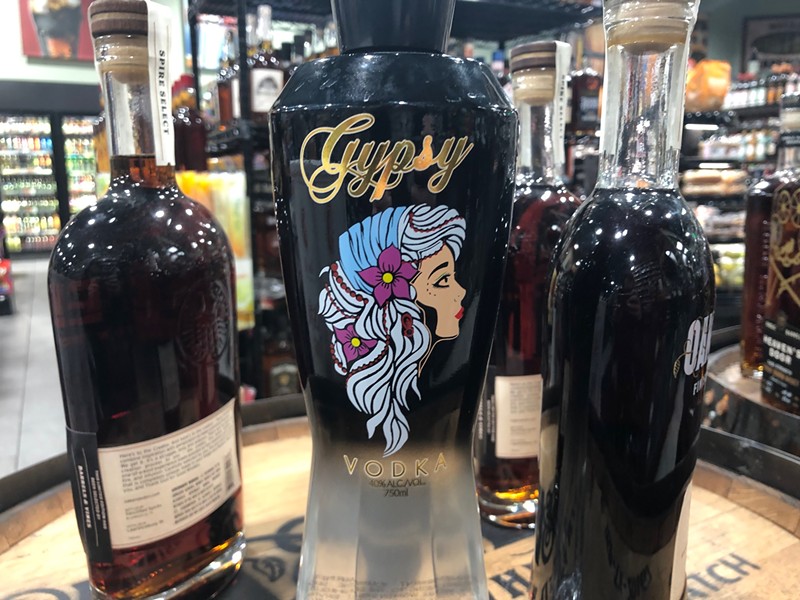 A bottle of Gypsy Vodka for sale at a metro Detroit liquor store. - Lee DeVito