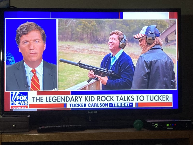 "The legendary Kid Rock" joined Tucker Carlson's Fox News show on Monday night. - Joe Lapointe