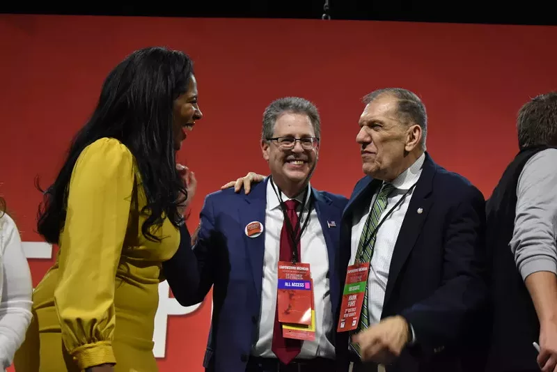 SOS nominee Kristina Karamo and AG nominee Matt DePerno at the Michigan Republican Party Endorsement Convention, April 23, 2022. - Allison R. Donahue, Michigan Advance