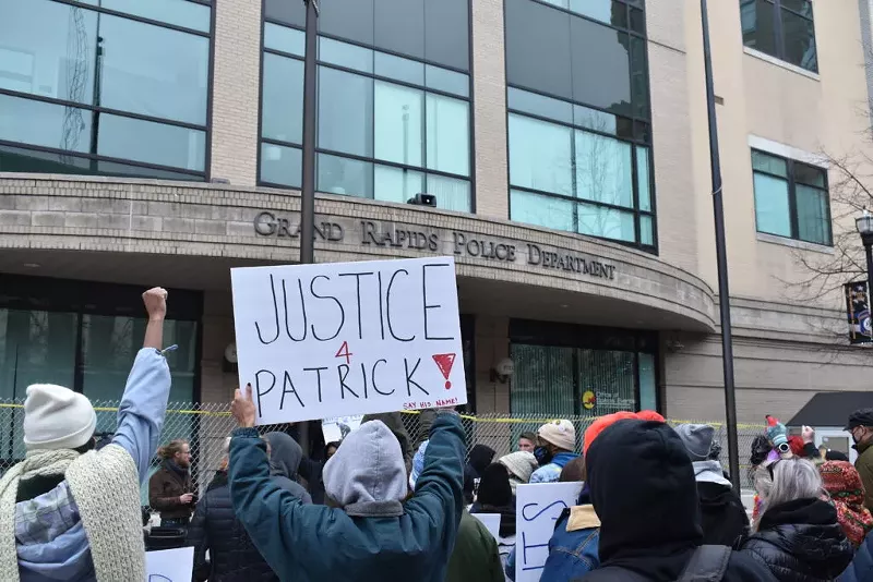 Protest on April 15, 2022 after a GRPD officer fatally shot a 26-year-old Black man, Patrick Lyoya, in the head. - Allison R. Donahue, Michigan Advance