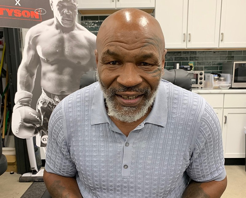 Mike Tyson at a recent visit to a Michigan dispensary. - LARRY GABRIEL
