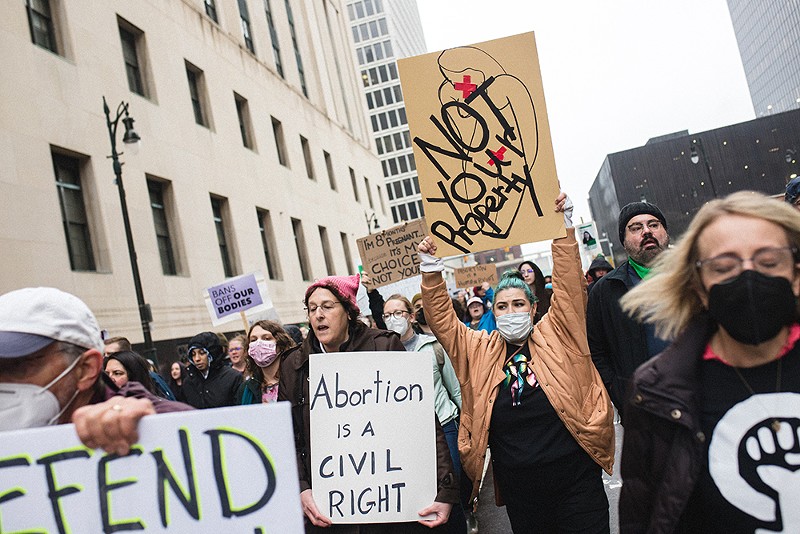 Detroiters march for abortion rights after news that 'Roe v. Wade' could soon be destroyed.  - MARC KLOKOW