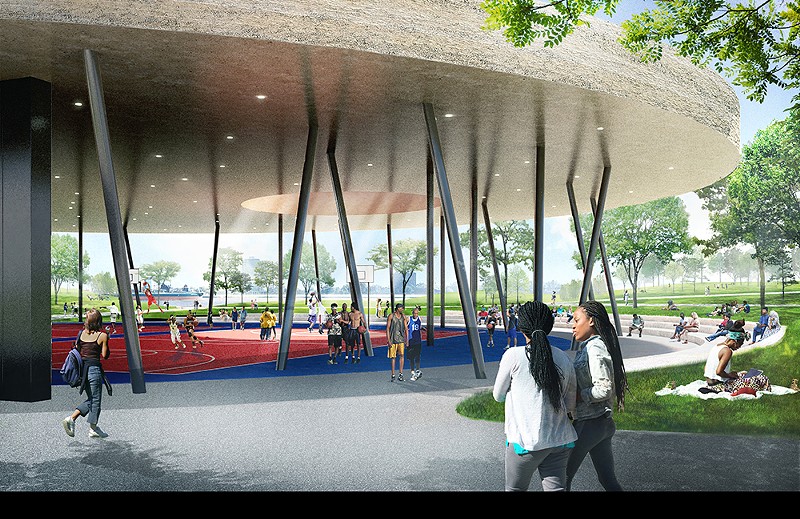 A rendering of Detroit's forthcoming Ralph C. Wilson Jr. Centennial Park. - Rendering courtesy of Lovio George