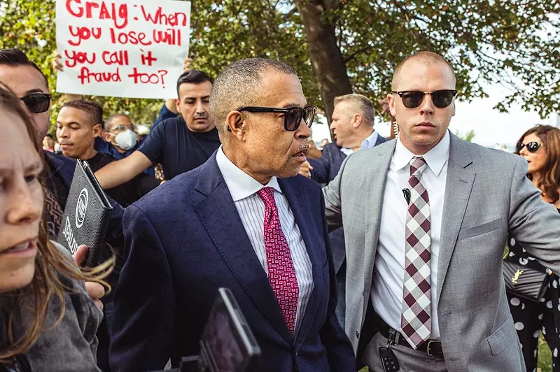 Former Detroit Police Chief James Craig was swarmed by protesters at his campaign launch at Belle Isle. - Viola Klocko