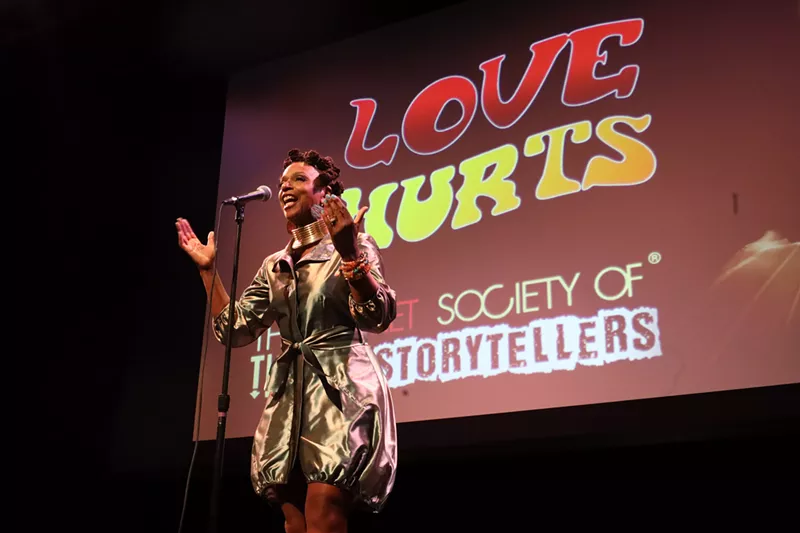 Satori Shakoor hosting the Secret Society of Twisted Storytellers. - Courtesy photo