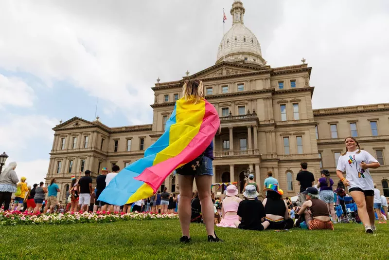 The Michigan Pride rally at the state Capitol in Lansing on June 26, 2022. - Andrew Roth / Michigan Advance