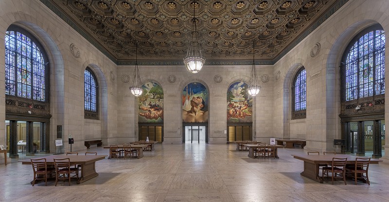 The grand reading room in the Detroit Public Library Main branch. - Shutterstock