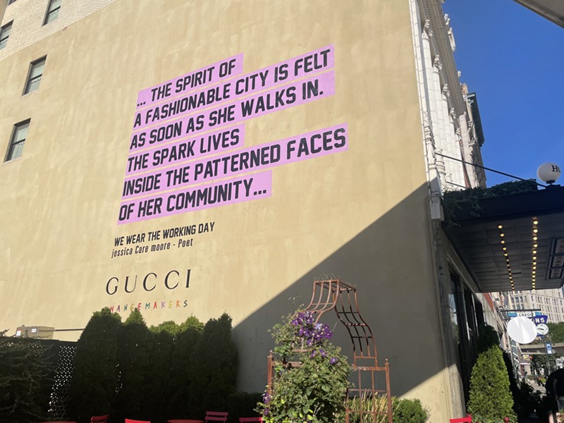 jessica Care moore's poem on the side of Siren Hotel, a block away from the Gucci store. - Randiah Camille Green