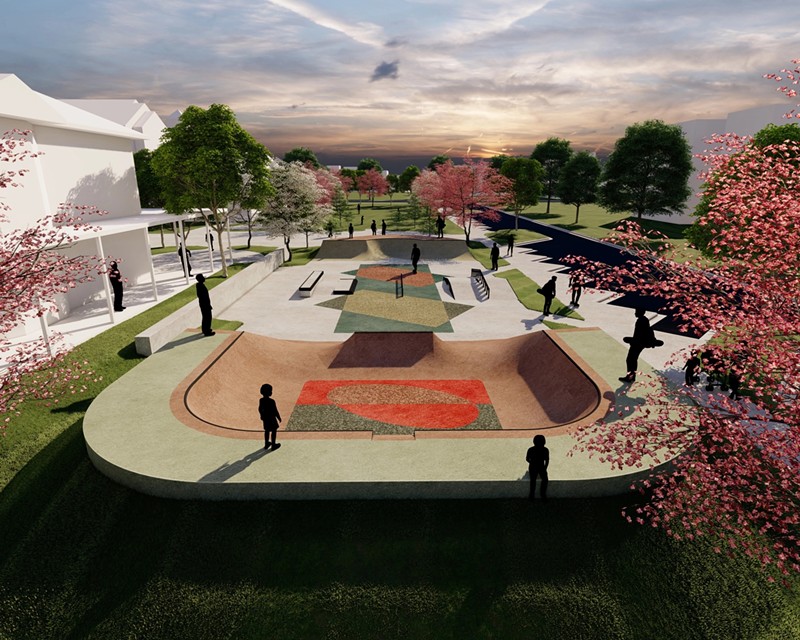 Library Street Collective's future skatepark in partnership with Jefferson East. - Skatepark rendering by NewLine Skateparks
