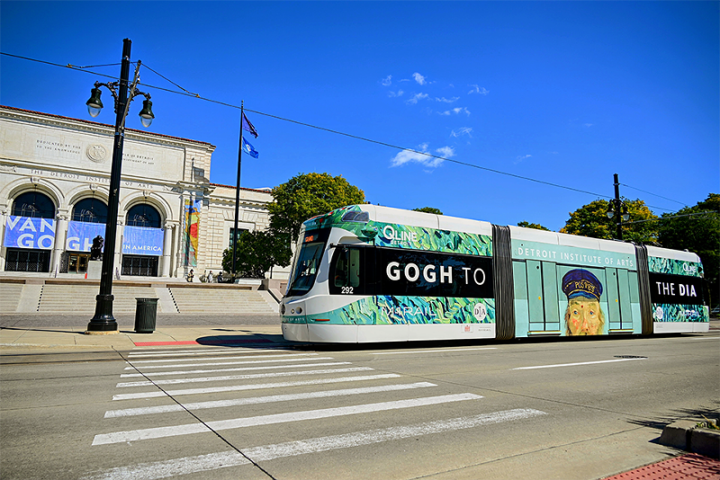 Detroit's Line streetcars are wrapped in the artwork of Vincent Van Gogh. - Jack Stryker