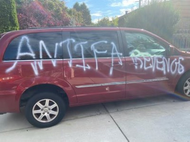 Graffiti allegedly created by "Antifa" in Lansing. - Twitter, @TudorDixon