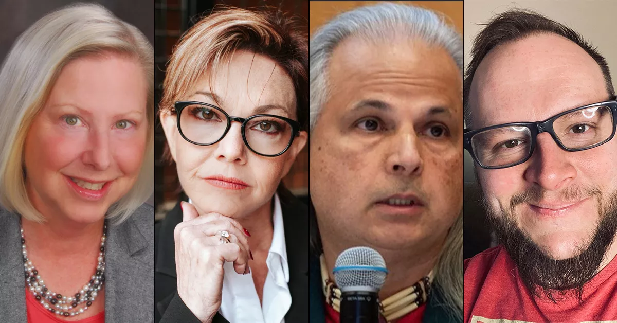 Gretchen Whitmer and Tudor Dixon aren't the only candidates for governor of Michigan. From left: Mary Buzuma (Libertarian Party), Donna Brandenburg (U.S. Taxpayers Party), Kevin Hogan (Green Party), and Daryl Simpson (Natural Law Party). - Courtesy photos