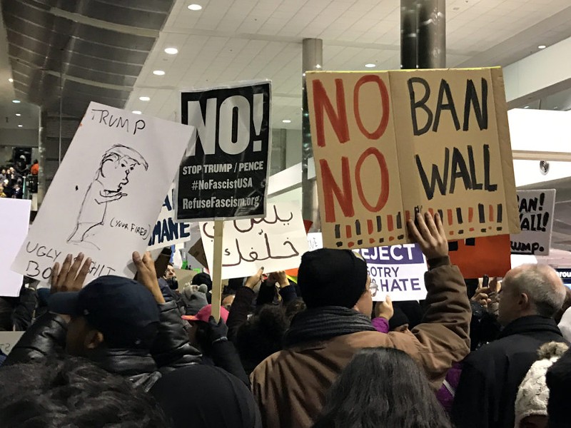 Muslims and their allies rallied at Detroit Metropolitan Airport against former President Donald Trump’s executive order that banned citizens from seven Muslim-majority countries from traveling to the U.S. in 2017. - Steve Neavling